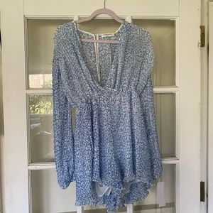 Goodnight Macaroon Blue floral romper
